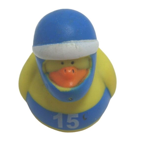 Rubber Ducky Football Player Duck Blue Helmet Number 15 - Picture 1 of 4